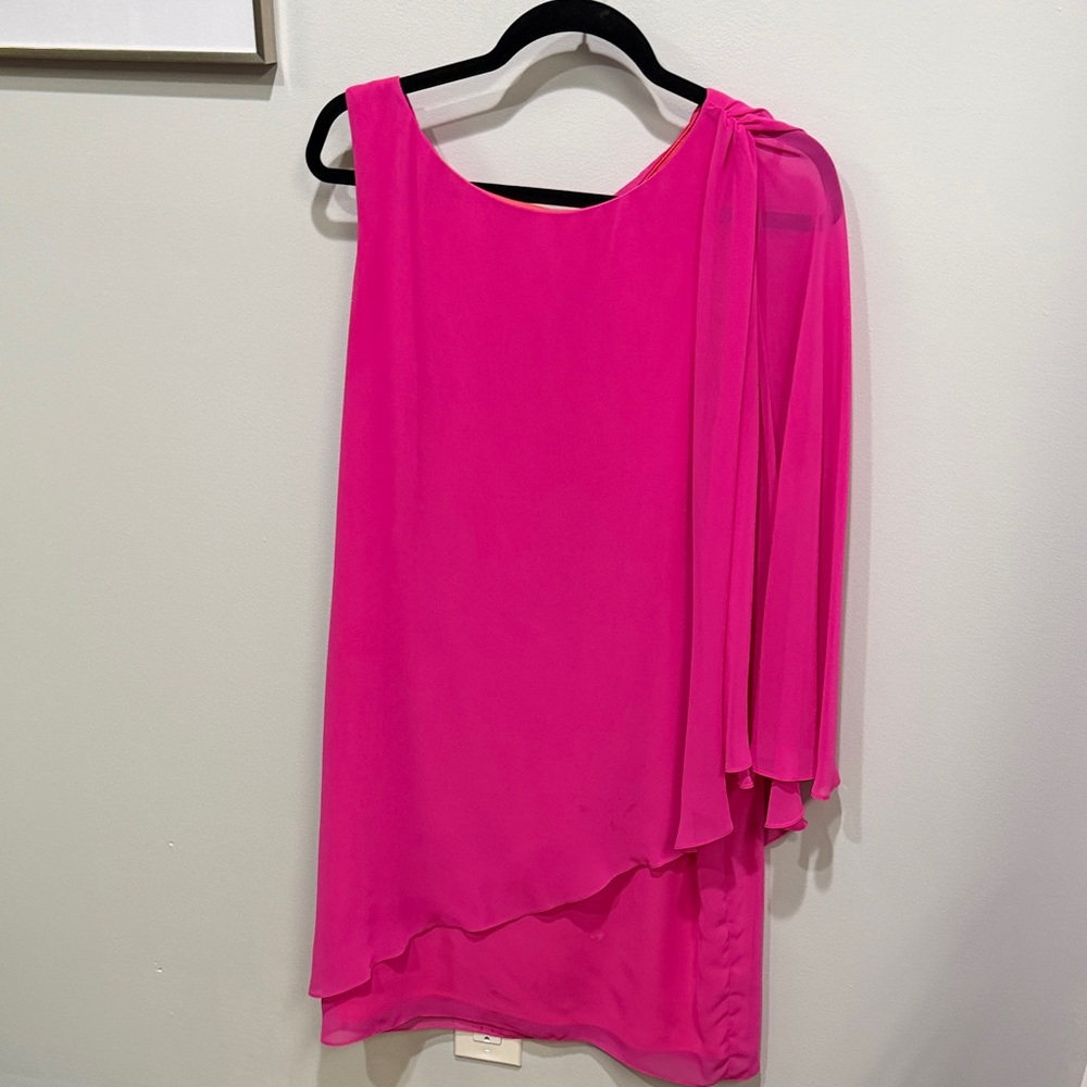 SLNY One Shoulder Pink Dress